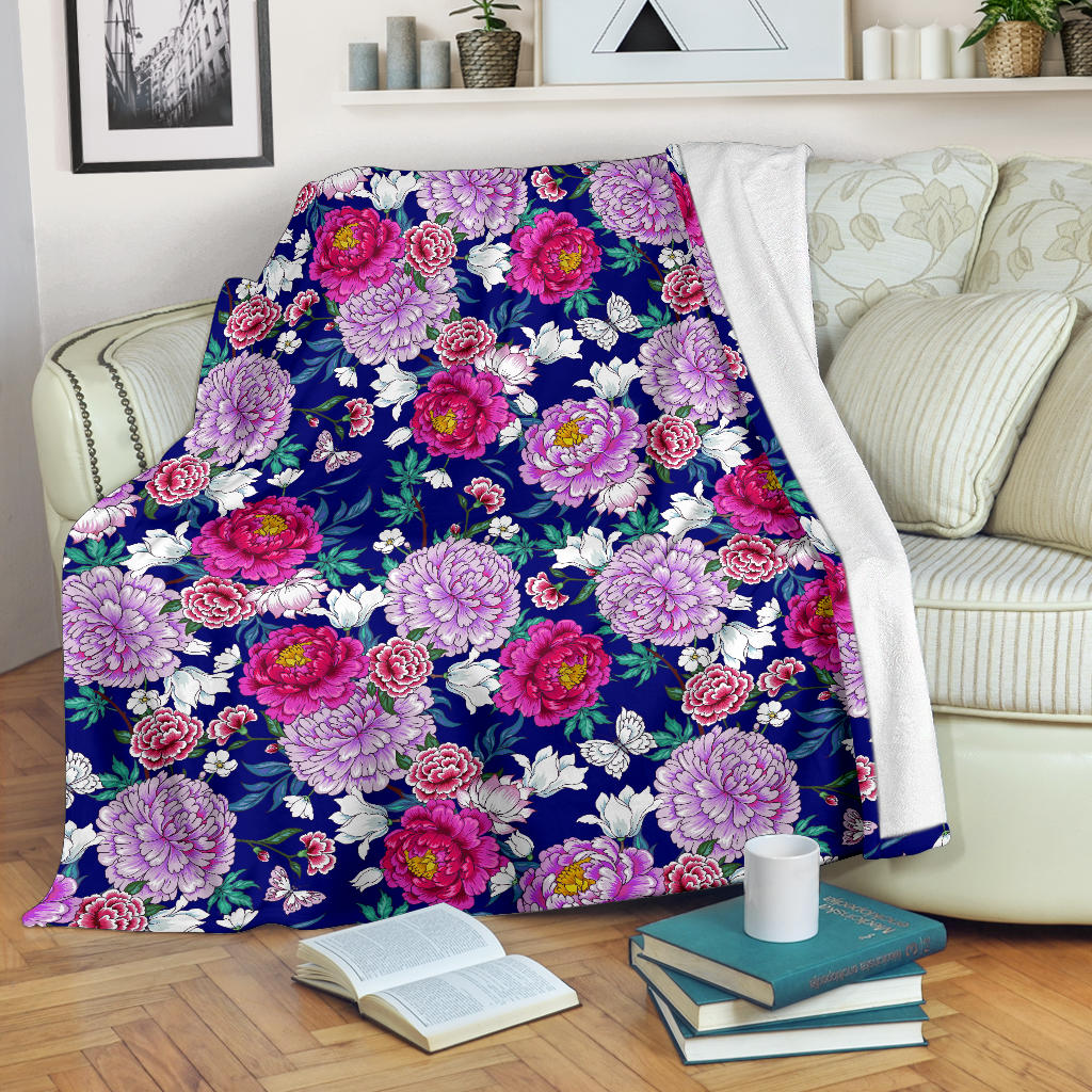 Dahlia Pattern Print Design DH013 Fleece Blanket