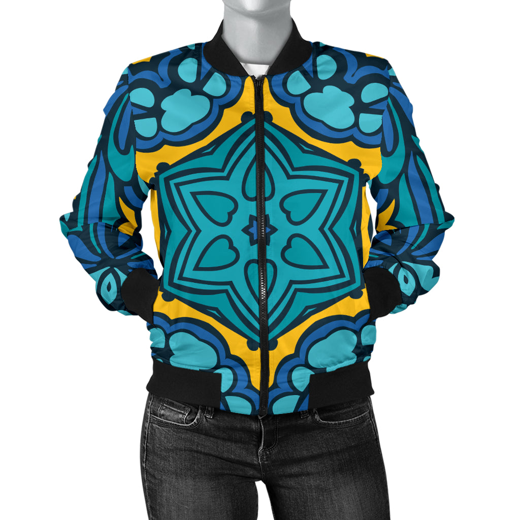 Kaleidoscope Pattern Print Design 04 Women's Bomber Jacket