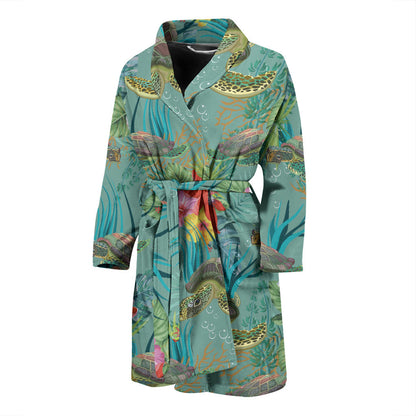 Sea Turtle Pattern Print Design T012 Men Bathrobe