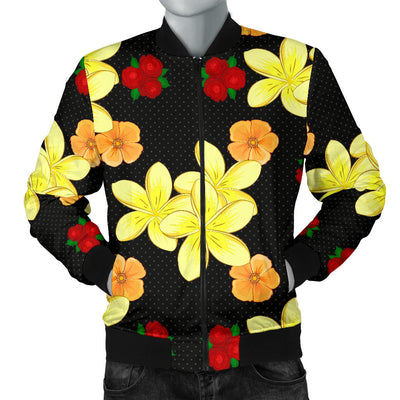 Yellow Plumeria Pattern Print Design PM04 Men Bomber Jacket