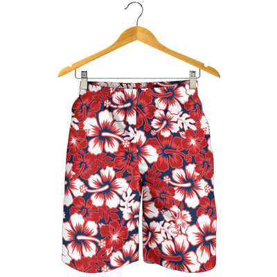 Red Hibiscus Pattern Print Design HB01 Mens Shorts