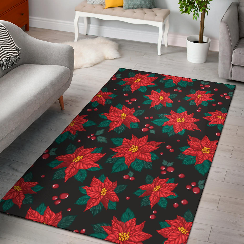 Poinsettia Pattern Print Design POT07 Area Rugs