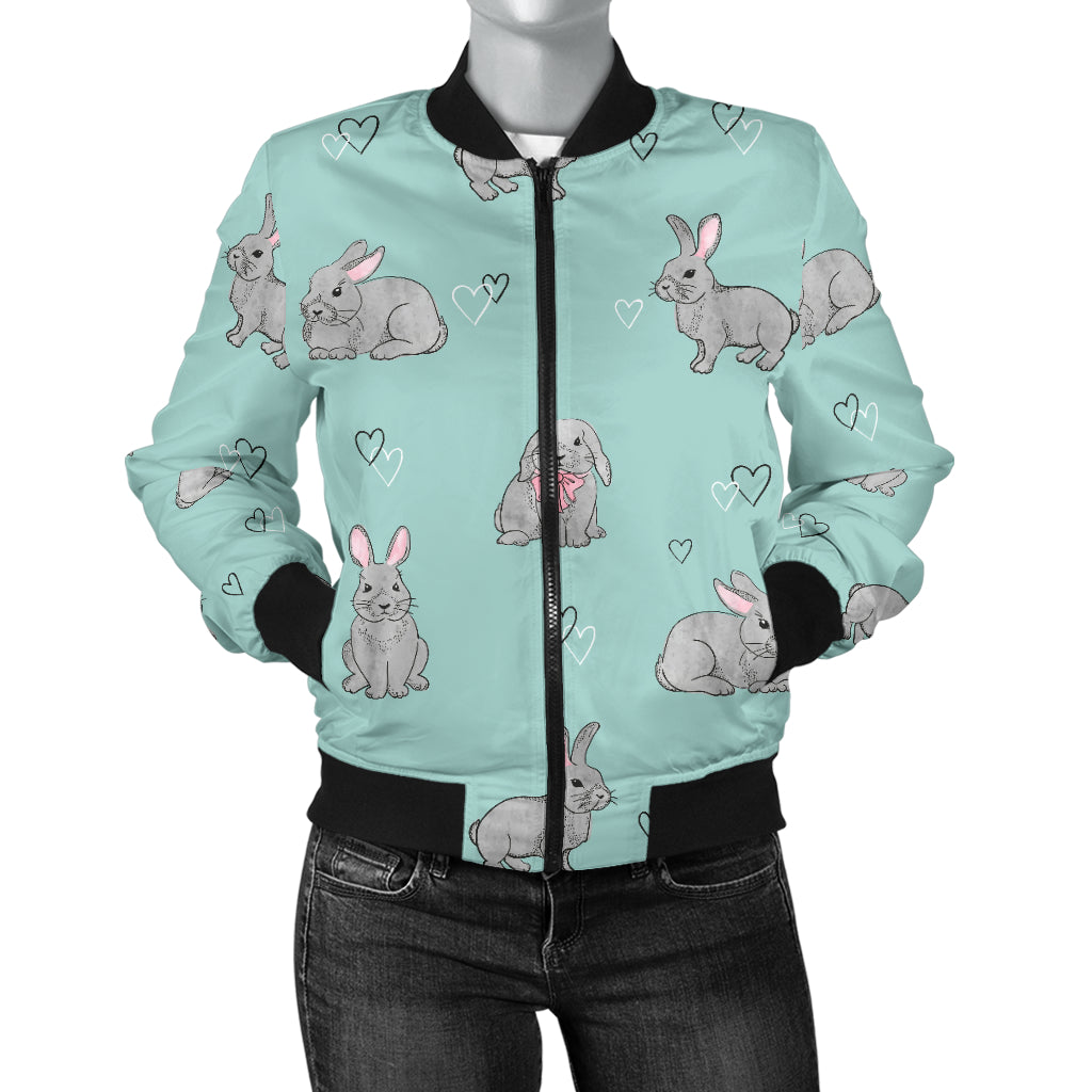 Bunny Pattern Print Design 02 Women's Bomber Jacket
