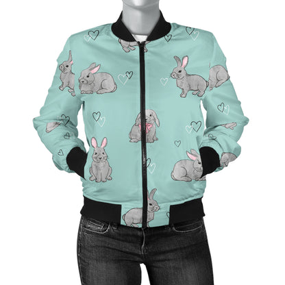 Bunny Pattern Print Design 02 Women's Bomber Jacket