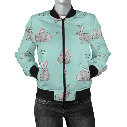 Bunny Pattern Print Design 02 Women's Bomber Jacket