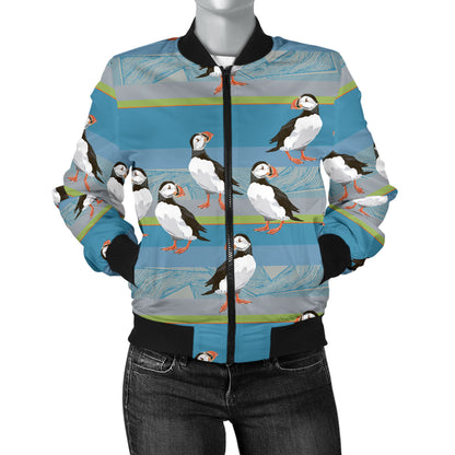 Puffin Pattern Print Design A01 Women's Bomber Jacket