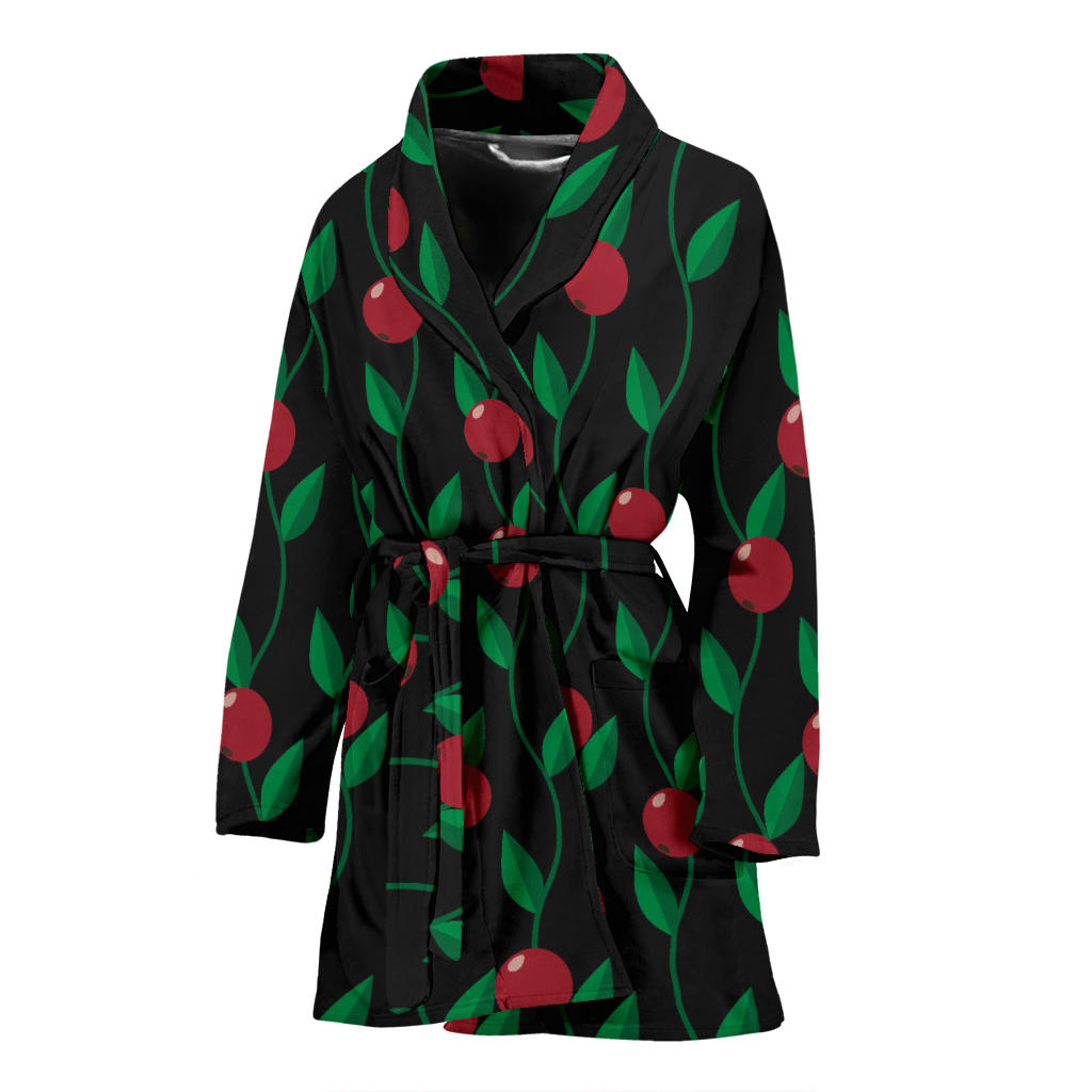 Cranberry Pattern Print Design CB01 Women Bathrobe