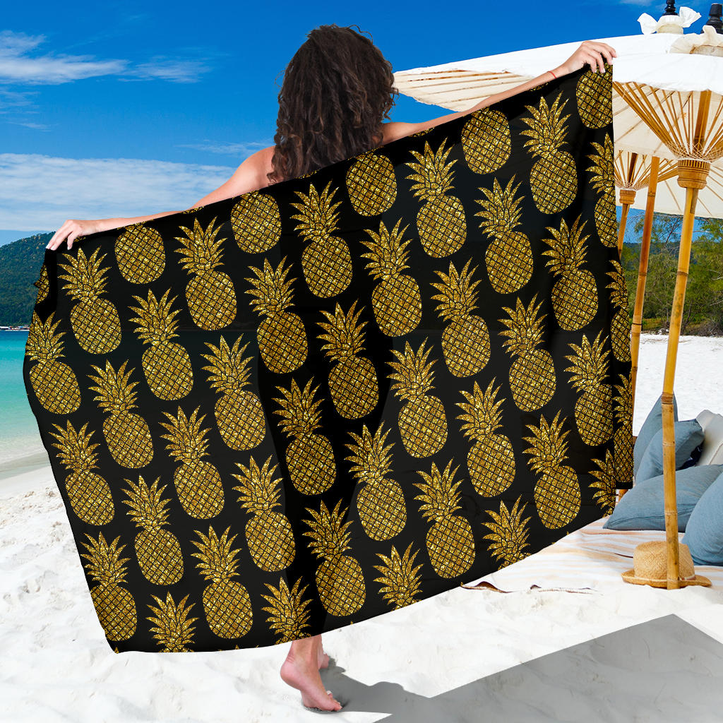 Gold Pineapple Pattern Print Design PP011 Sarong Pareo Wrap
