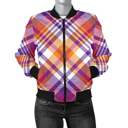 Madras Pattern Print Design 02 Women's Bomber Jacket