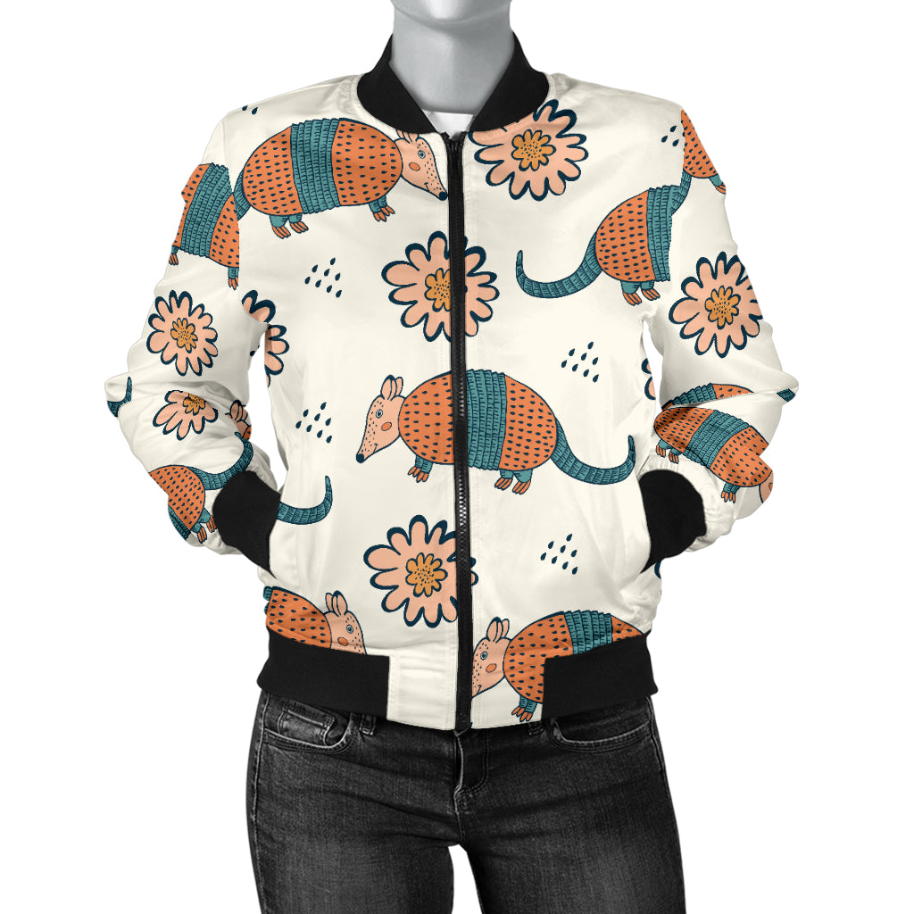 Armadillo Pattern Print Design 02 Women's Bomber Jacket