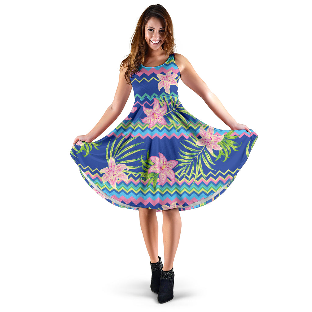 Lily Pattern Print Design LY015 Midi Dress