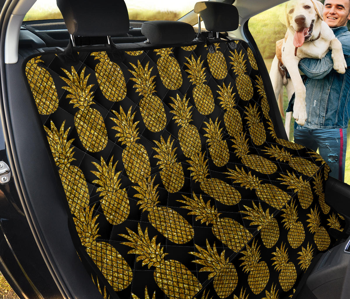Gold Pineapple Pattern Print Design PP011 Rear Dog  Seat Cover