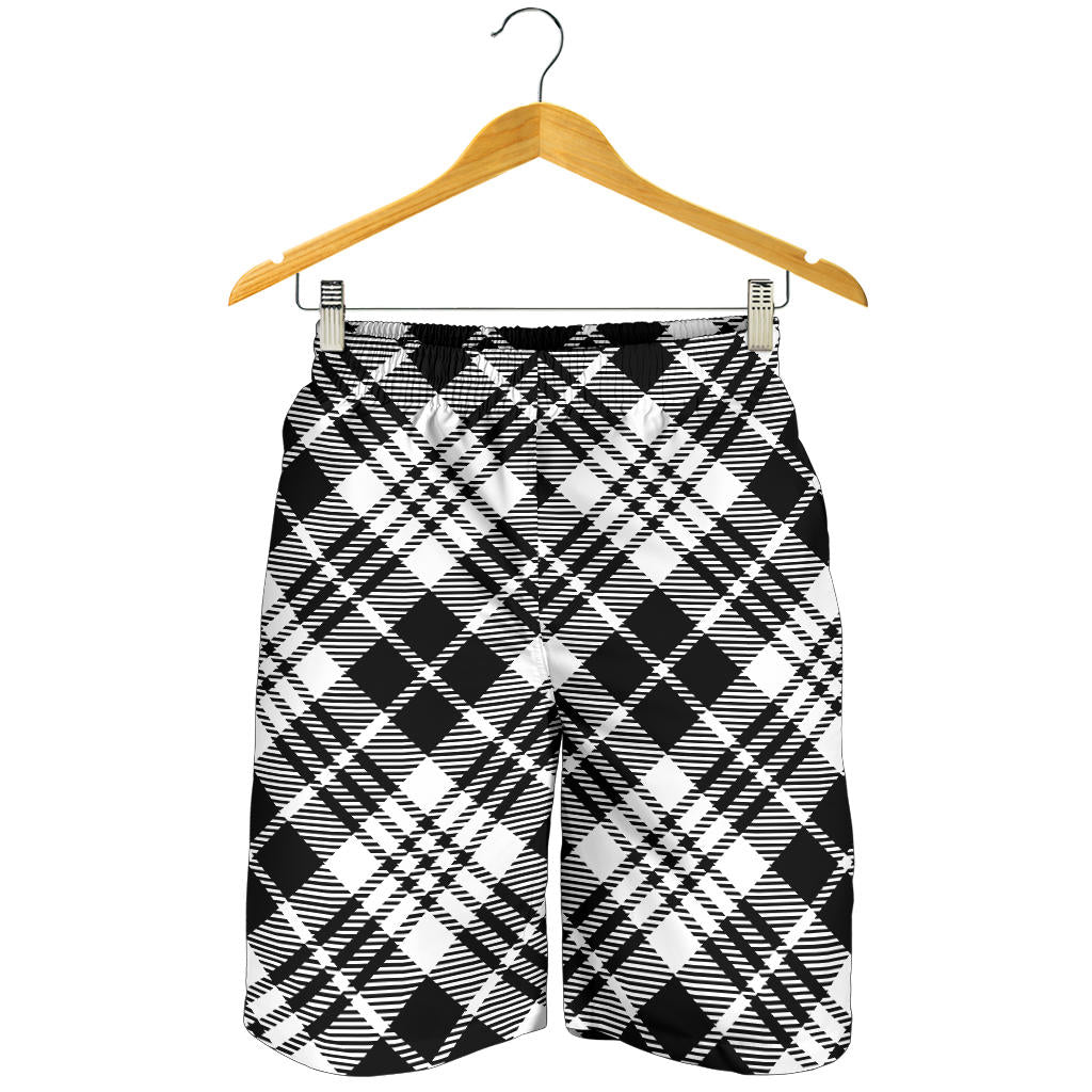Plaid Black White Pattern Print Design A02 Mens Shorts