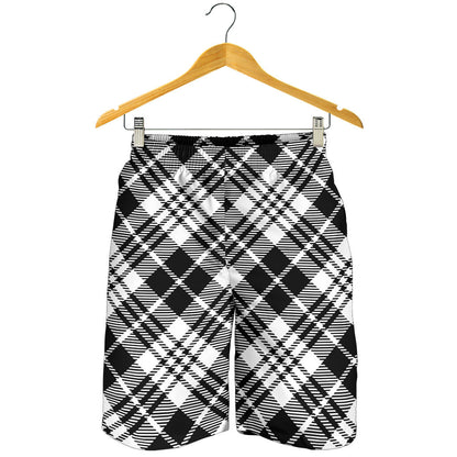 Plaid Black White Pattern Print Design A02 Mens Shorts