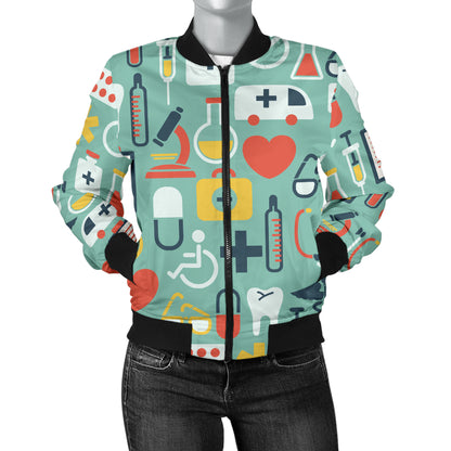 Medical Pattern Print Design 02 Women's Bomber Jacket