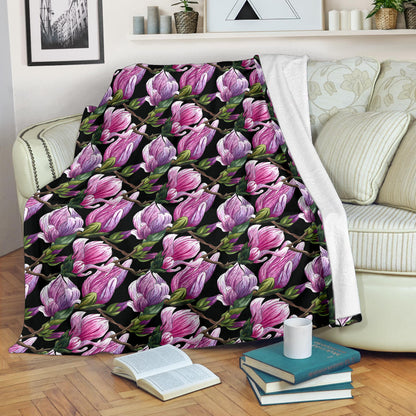 Magnolia Pattern Print Design MAG011 Fleece Blanket