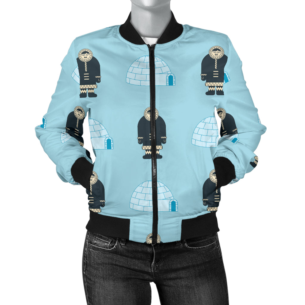 Eskimo Pattern Print Design 03 Women's Bomber Jacket