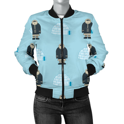 Eskimo Pattern Print Design 03 Women's Bomber Jacket