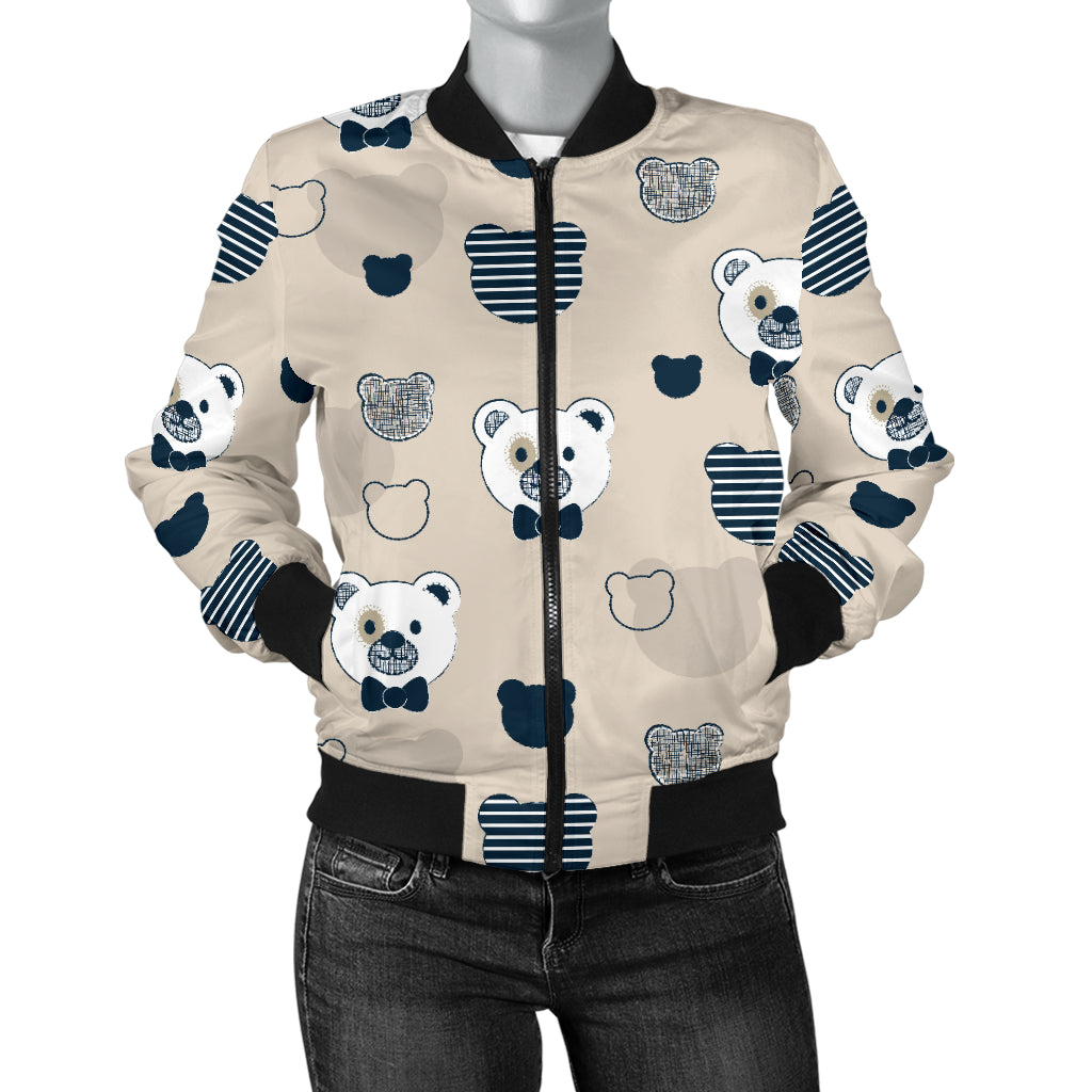 Bear Pattern Print Design 05 Women's Bomber Jacket