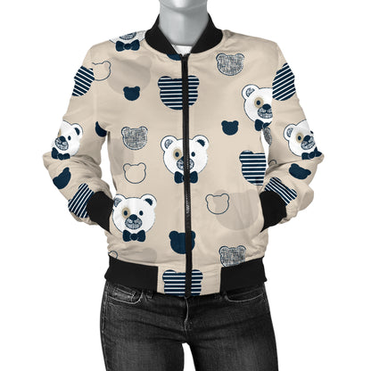 Bear Pattern Print Design 05 Women's Bomber Jacket