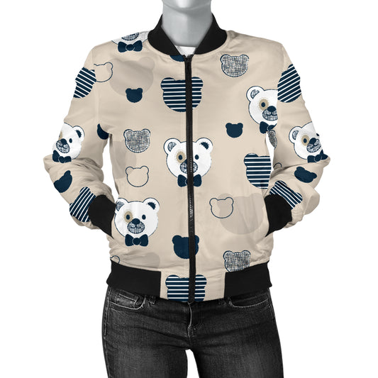 Bear Pattern Print Design 05 Women's Bomber Jacket