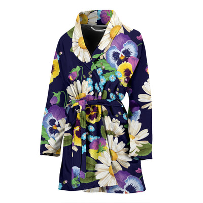 Pansy Pattern Print Design PS03 Women Bathrobe