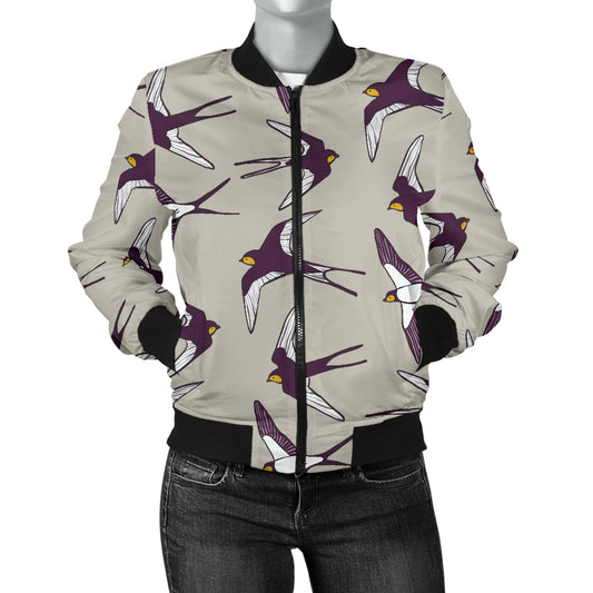Swallow Bird Pattern Print Design 03 Women's Bomber Jacket