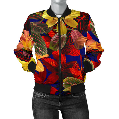 Lily Pattern Print Design LY014 Women Bomber Jacket