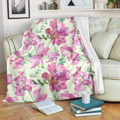 Peony Pattern Print Design PE011 Fleece Blanket