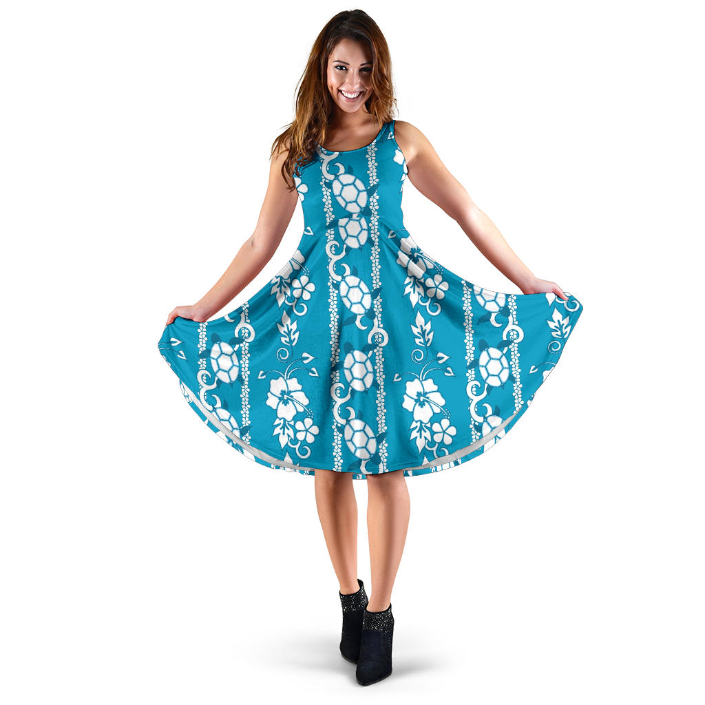 Hawaiian Themed Pattern Print Design H025 Midi Dress