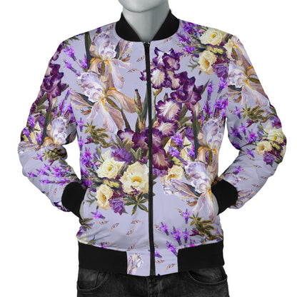 Iris Pattern Print Design IR07 Men Bomber Jacket