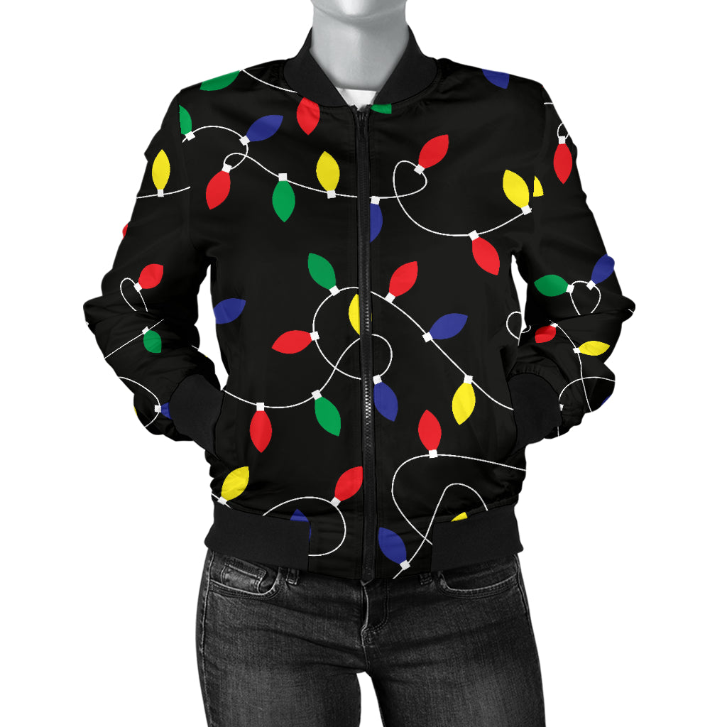 Christmas Light Pattern Print Design 04 Women's Bomber Jacket
