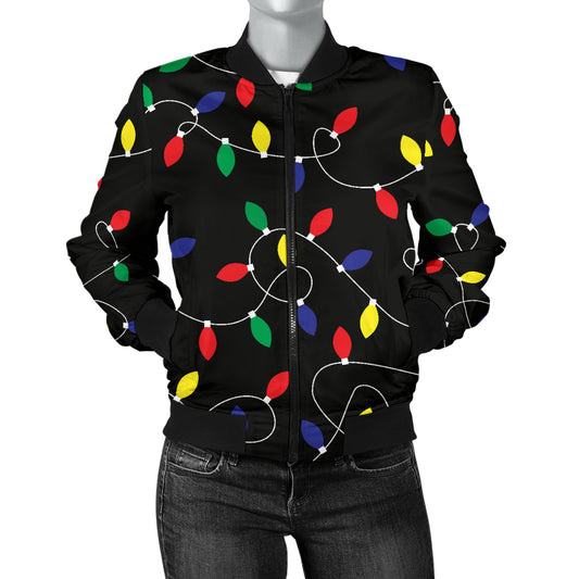 Christmas Light Pattern Print Design 04 Women's Bomber Jacket
