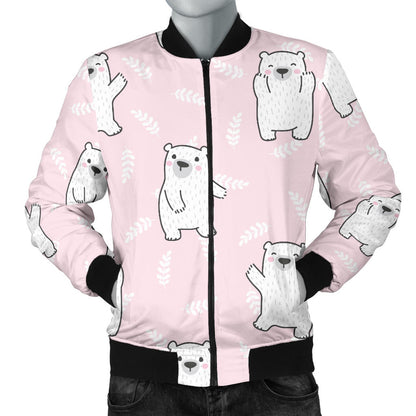 Polar Bear Pattern Print Design PB09 Men Bomber Jacket