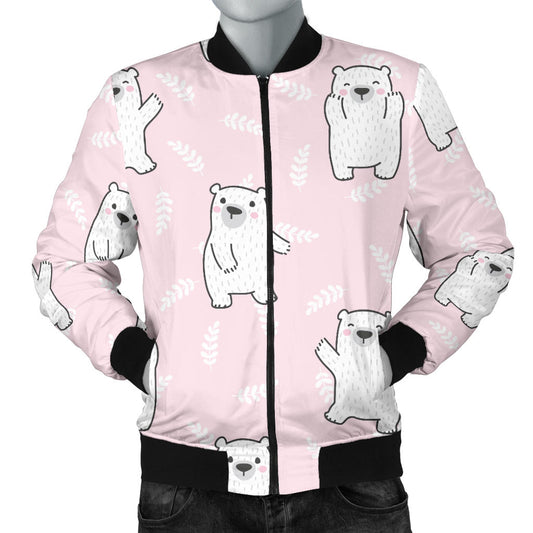 Polar Bear Pattern Print Design PB09 Men Bomber Jacket