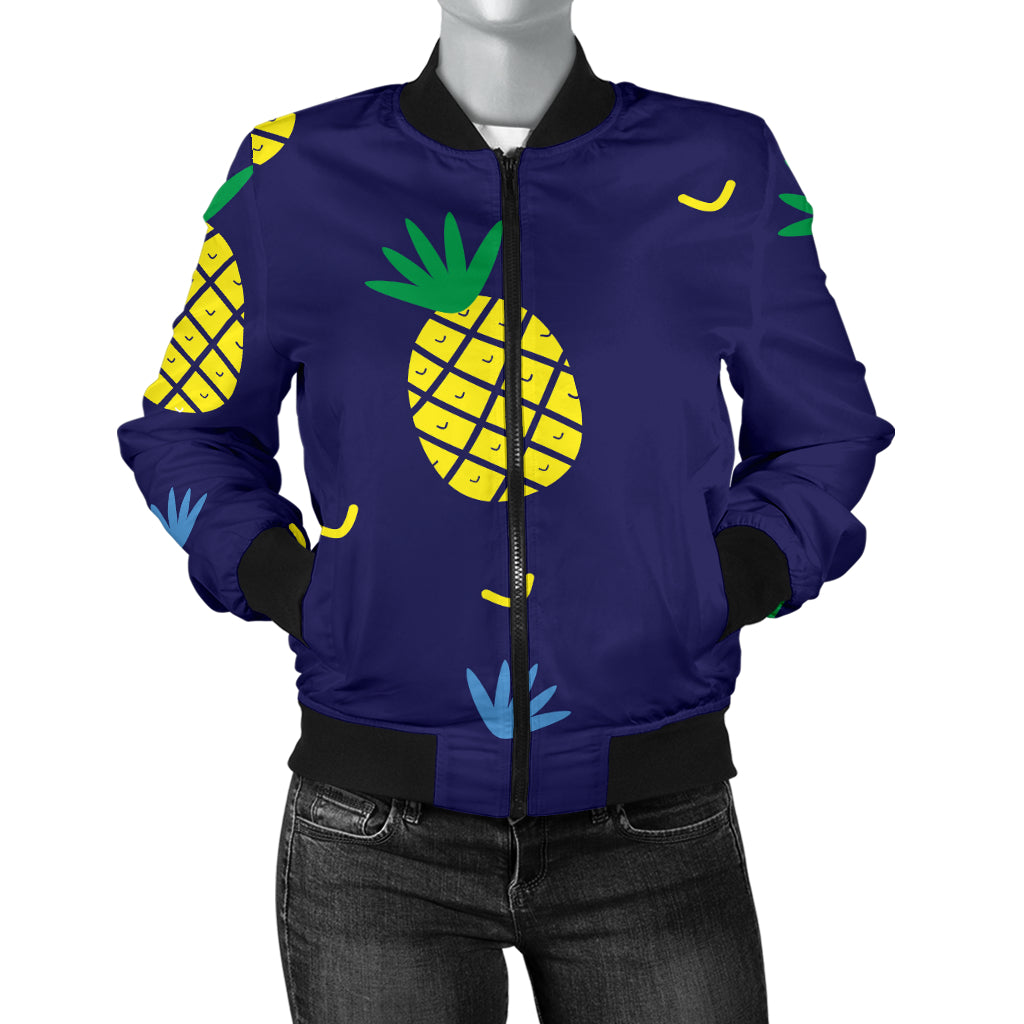 Pineapple Pattern Print Design A01 Women's Bomber Jacket