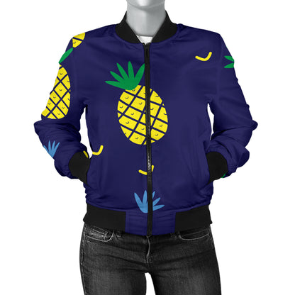 Pineapple Pattern Print Design A01 Women's Bomber Jacket