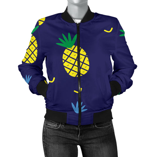Pineapple Pattern Print Design A01 Women's Bomber Jacket