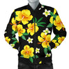 Yellow Hibiscus Pattern Print Design HB08 Men Bomber Jacket