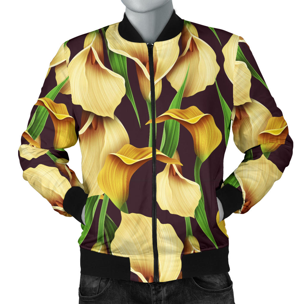 Lily Pattern Print Design LY013 Men Bomber Jacket