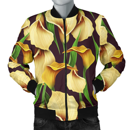 Lily Pattern Print Design LY013 Men Bomber Jacket