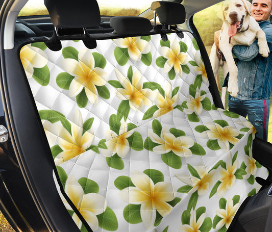 Yellow Plumeria Pattern Print Design PM012 Rear Dog  Seat Cover