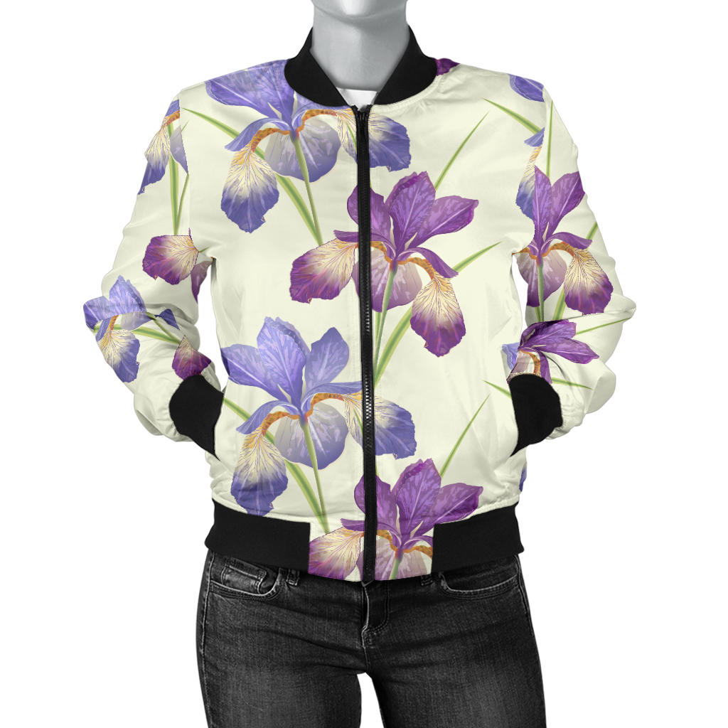 Iris Pattern Print Design IR08 Women Bomber Jacket