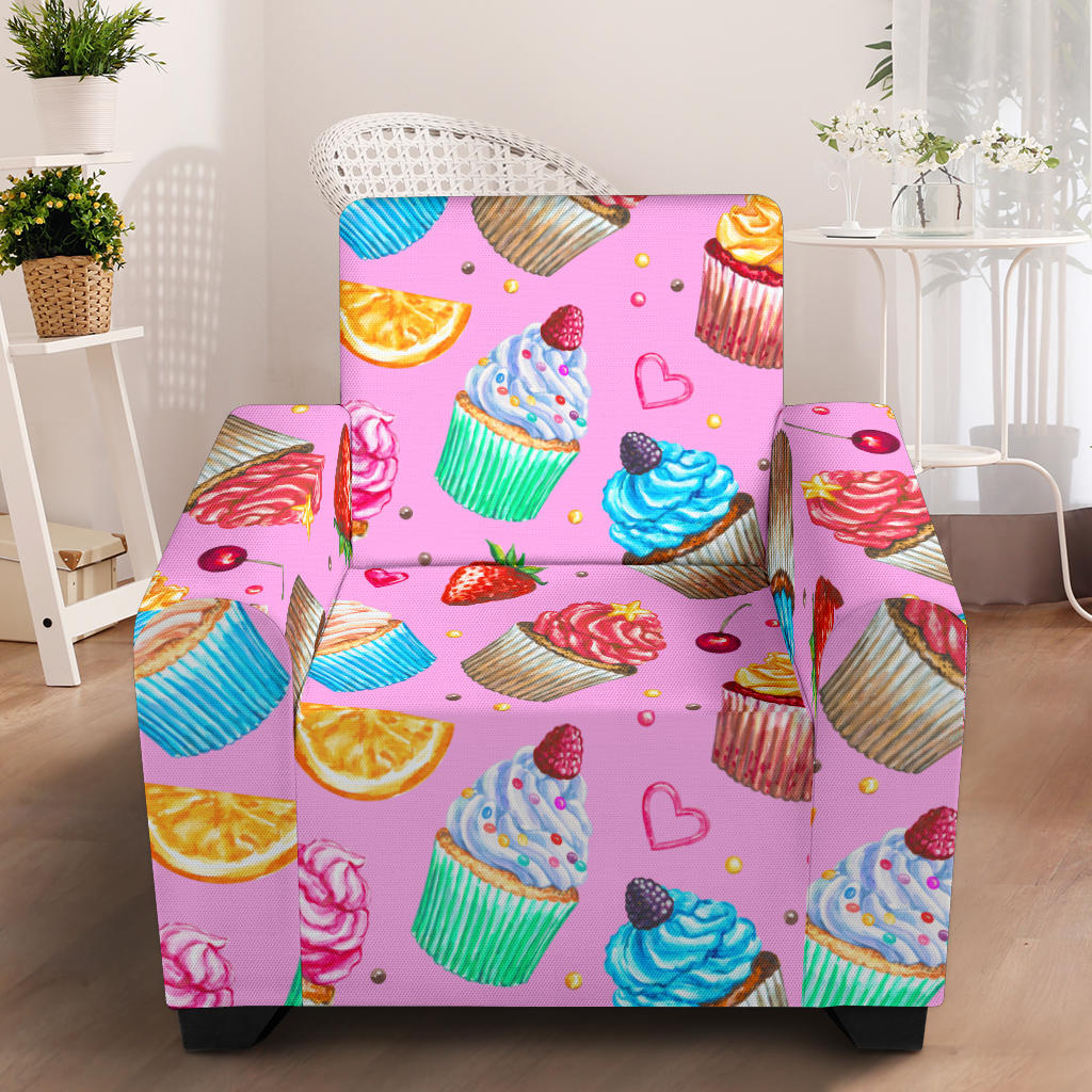 Cupcake Pattern Print Design CP05 Armchair Slipcover