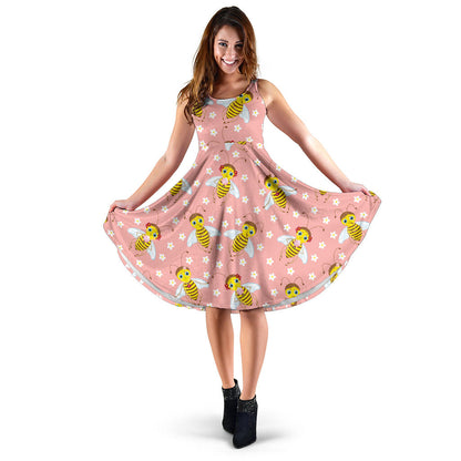 Bee Pattern Print Design BEE07 Midi Dress