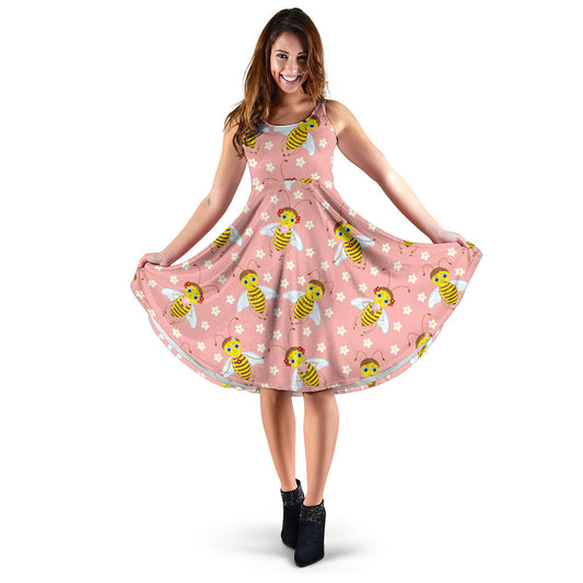 Bee Pattern Print Design BEE07 Midi Dress