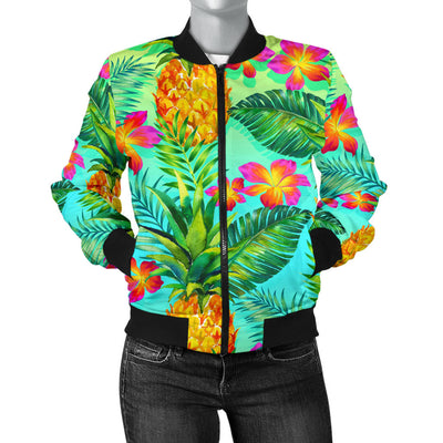 Pineapple Pattern Print Design PP010 Women Bomber Jacket