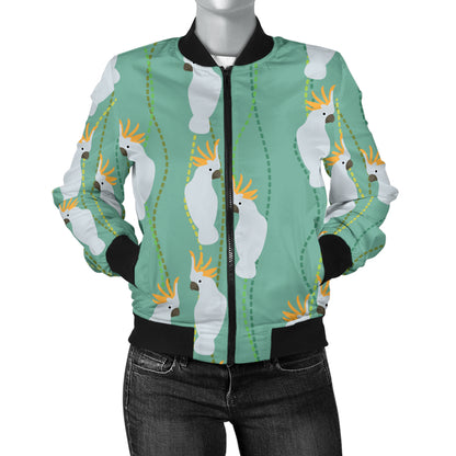 Cockatoo Pattern Print Design 01 Women's Bomber Jacket
