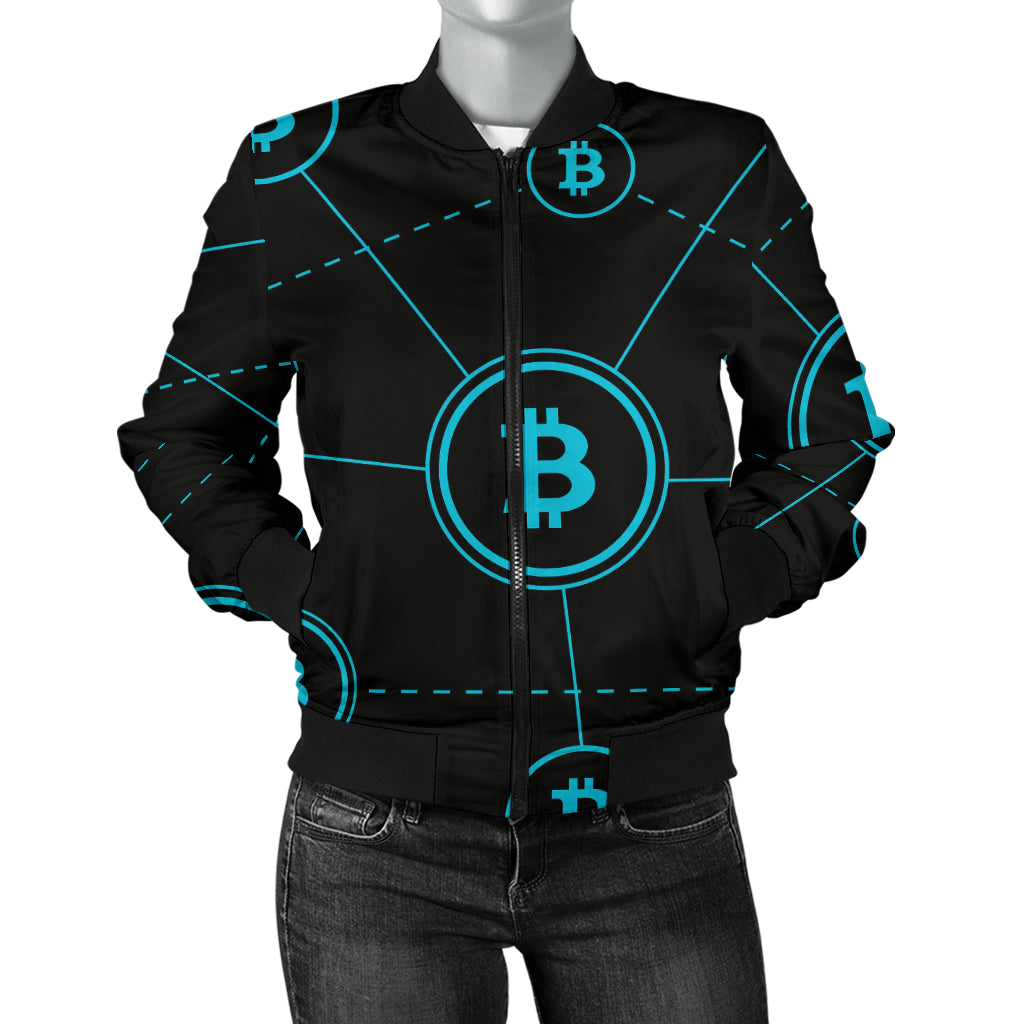 Cryptocurrency Pattern Print Design 01 Women's Bomber Jacket