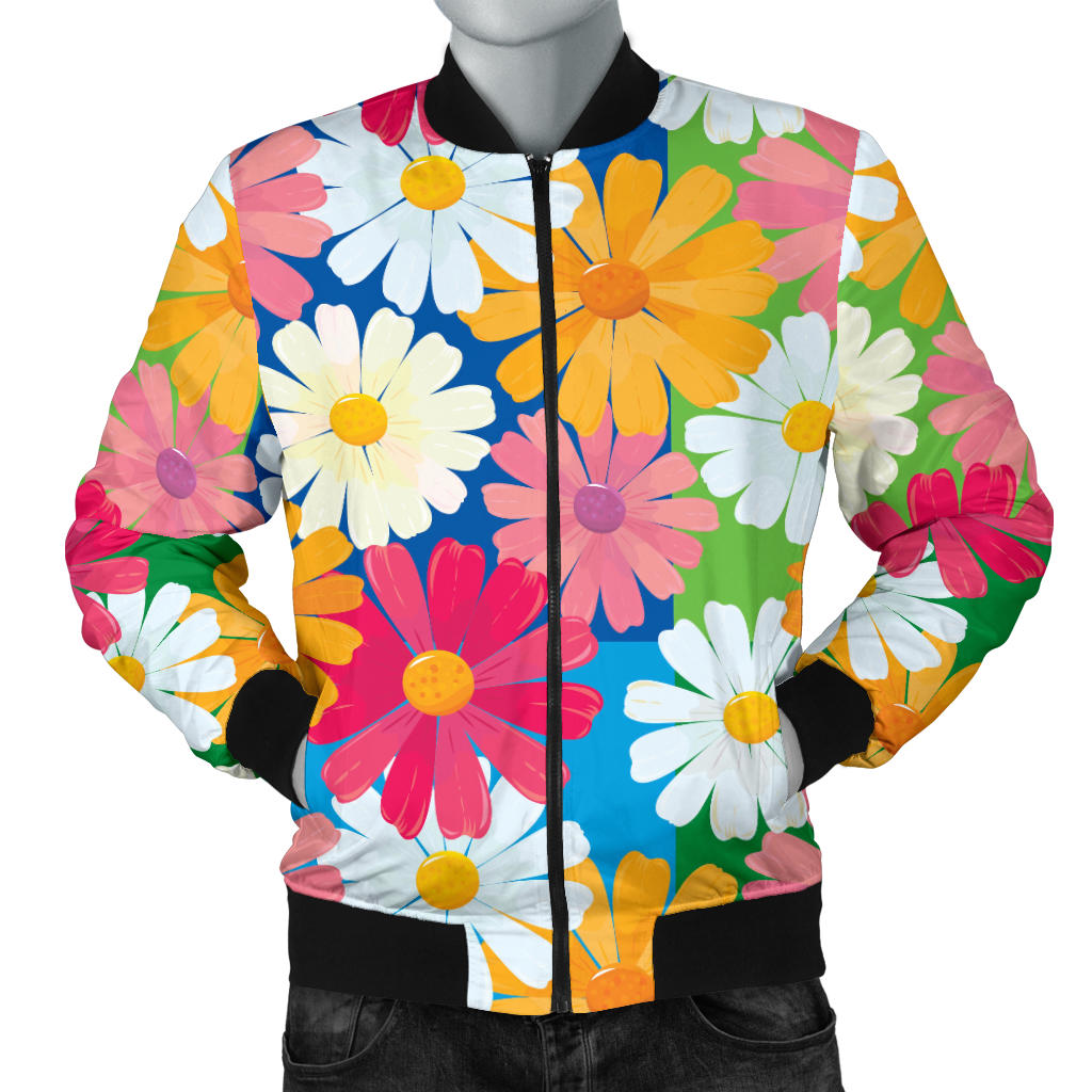 Daisy Pattern Print Design DS05 Men Bomber Jacket